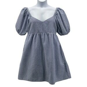 Old Navy Milkmaid Mini‎ Dress Large Blue Gingham
